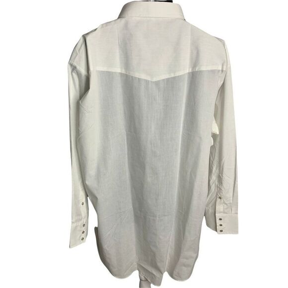Sheplers Pearl Snap Western Shirt 20 35 Tall White Long Sleeve Pockets One Point - Picture 4 of 6